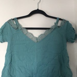 Pretty open shoulder lace top!